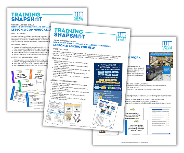 SOAR curriculum materials - Training Snapshots stacked like papers